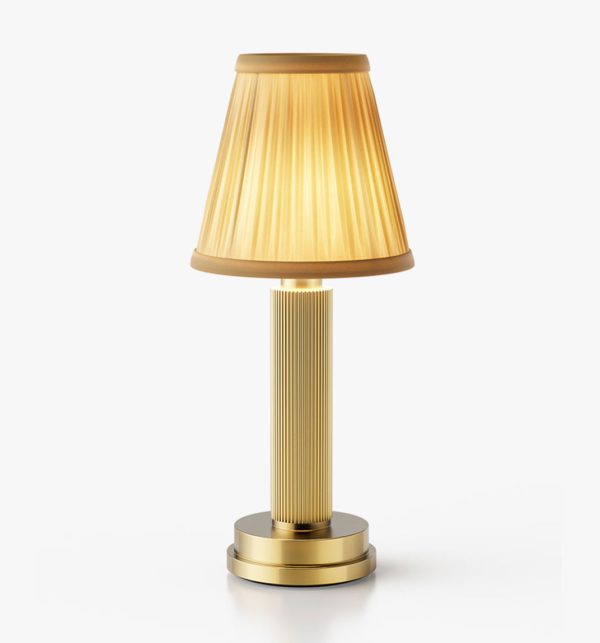 Manhattan lampe de table Laiton Soie Plissee categorie NEOZ Lighting - Lampes de table sans fil
